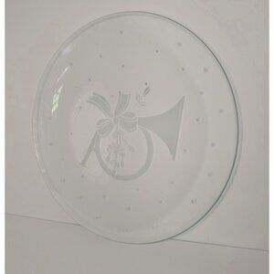 Princess House 13" Heritage Holiday Etched French Horn Glass Platter – 1990s